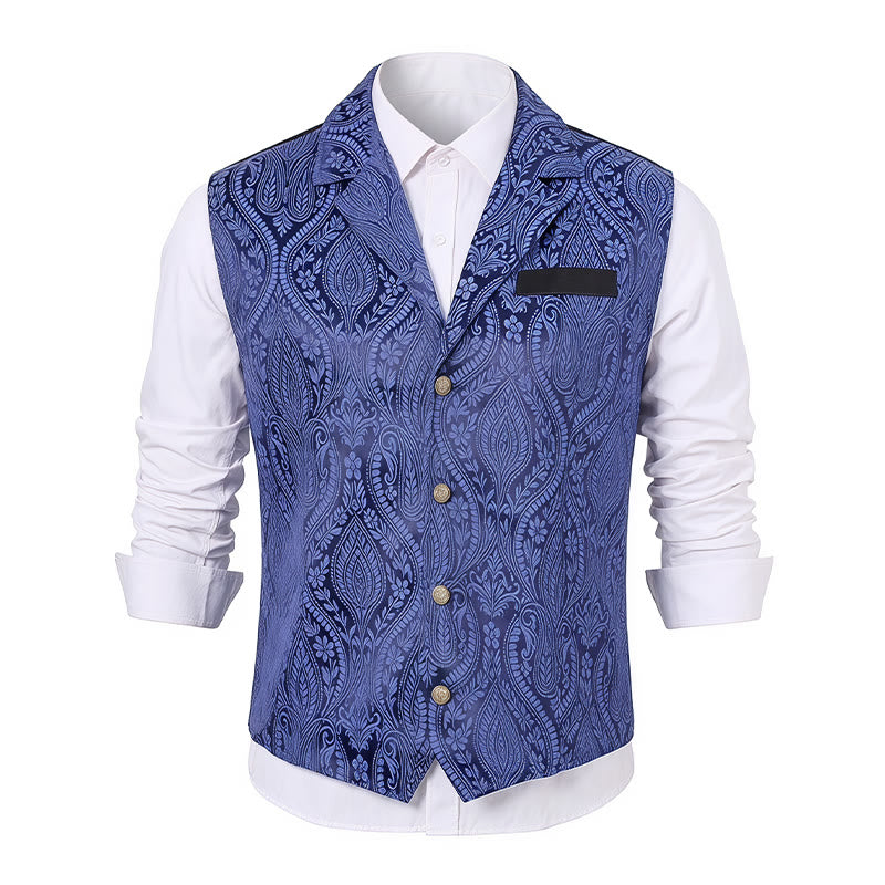 Gilet de costume formel gothique gothique en chenille jacquard à motif floral victorien pour homme - image 10
