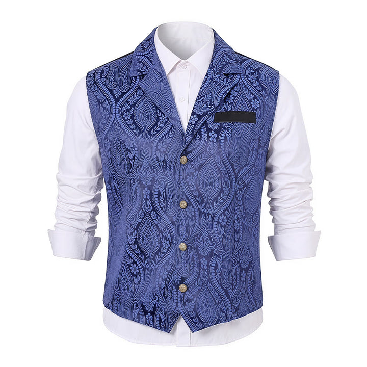 Gilet de costume formel gothique gothique en chenille jacquard à motif floral victorien pour homme - image 10
