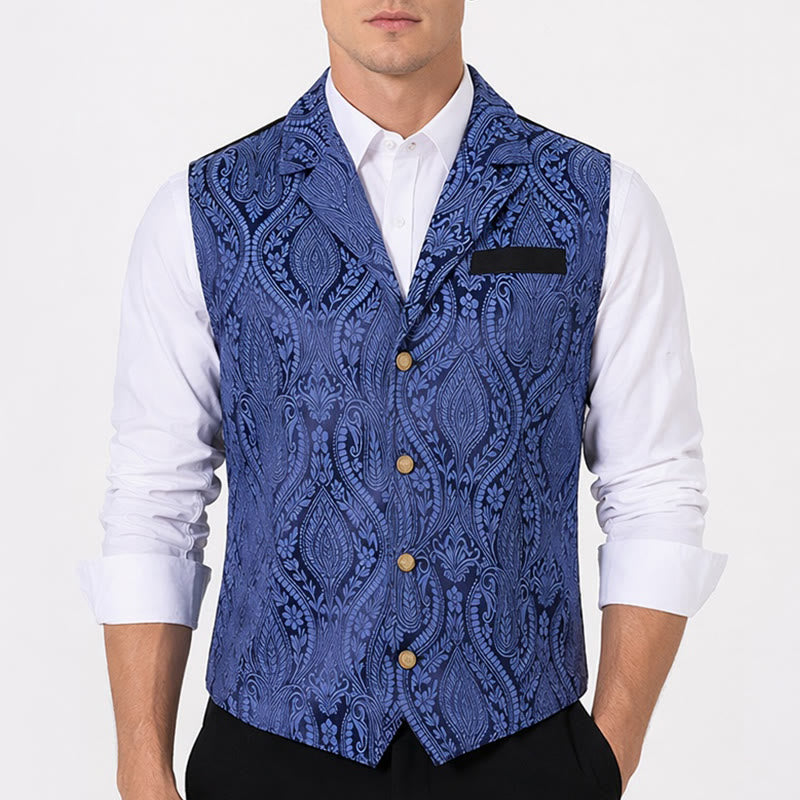 Gilet de costume formel gothique gothique en chenille jacquard à motif floral victorien pour homme - image 1