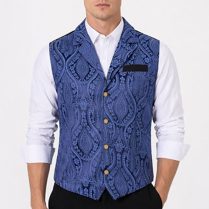 Gilet de costume formel gothique gothique en chenille jacquard à motif floral victorien pour homme - image 1
