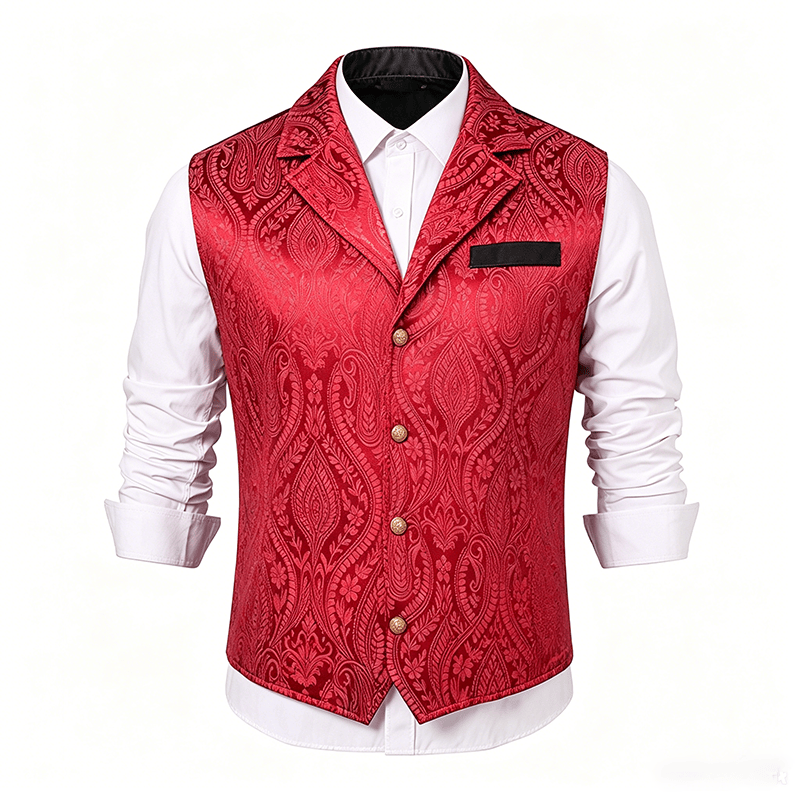 Gilet de costume formel gothique gothique en chenille jacquard à motif floral victorien pour homme - image 13