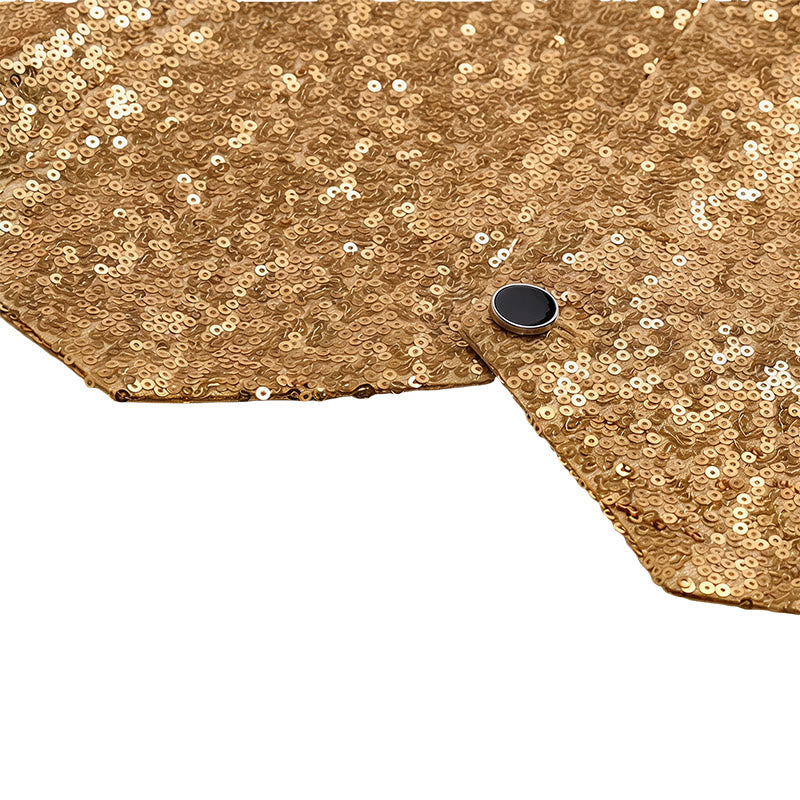 Ensemble 2 pièces pour homme : gilet de soirée à paillettes dorées avec nœud papillon. - image 7