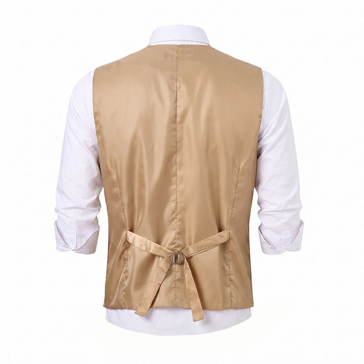 Ensemble 2 pièces pour homme : gilet de costume kaki rustique avec nœud papillon à motifs cachemire. - image 11
