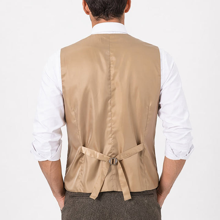 Ensemble 2 pièces pour homme : gilet de costume kaki rustique avec nœud papillon à motifs cachemire. - image 2