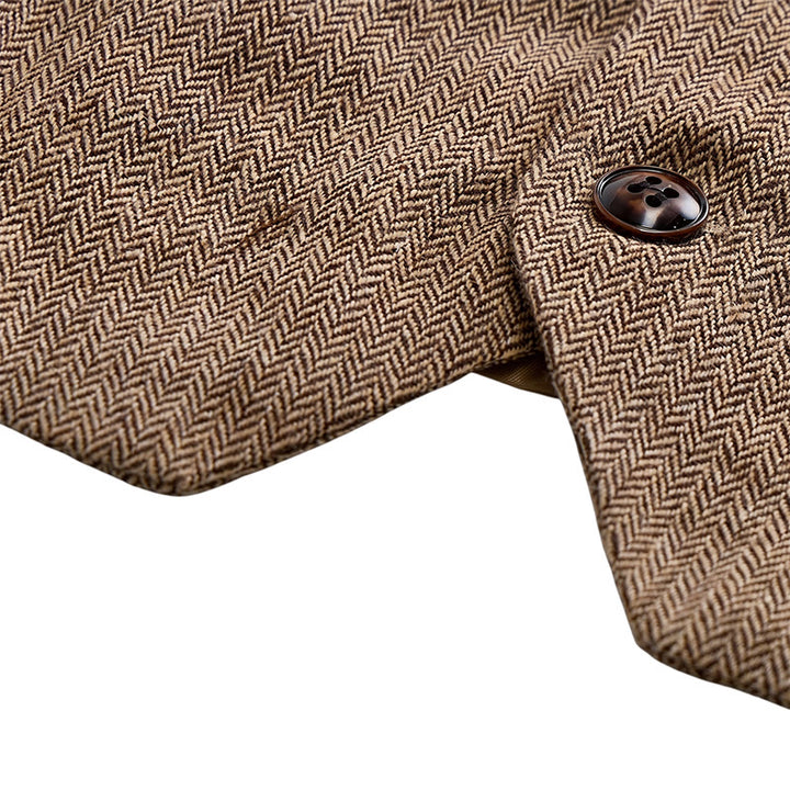 Ensemble 2 pièces pour homme : gilet de costume kaki rustique avec nœud papillon à motifs cachemire. - image 8