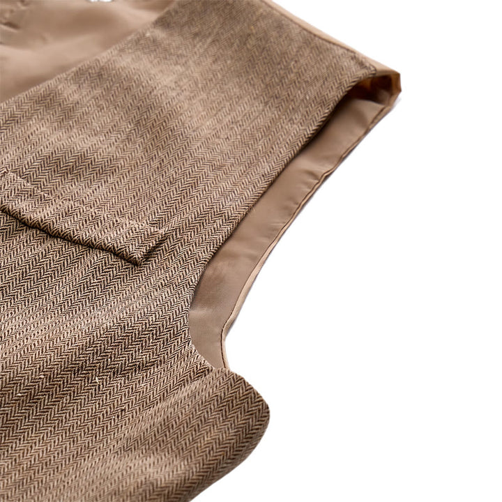 Ensemble 2 pièces pour homme : gilet de costume kaki rustique avec nœud papillon à motifs cachemire. - image 9