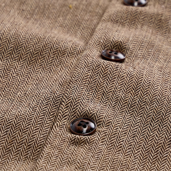 Ensemble 2 pièces pour homme : gilet de costume kaki rustique avec nœud papillon à motifs cachemire. - image 6
