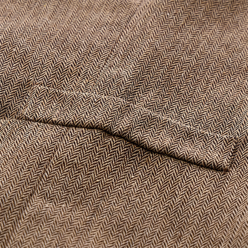 Ensemble 2 pièces pour homme : gilet de costume kaki rustique avec nœud papillon à motifs cachemire. - image 7