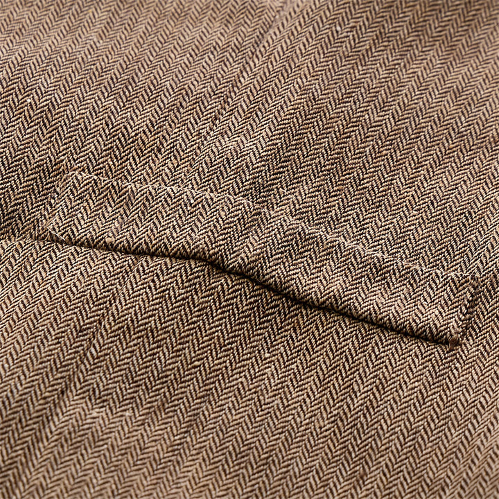 Ensemble 2 pièces pour homme : gilet de costume kaki rustique avec nœud papillon à motifs cachemire. - image 7