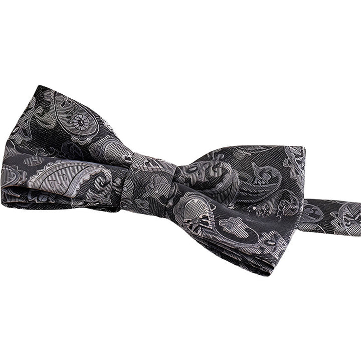 Costume deux pièces pour homme, gilet et nœud papillon gris anthracite à motifs cachemire. - image 4