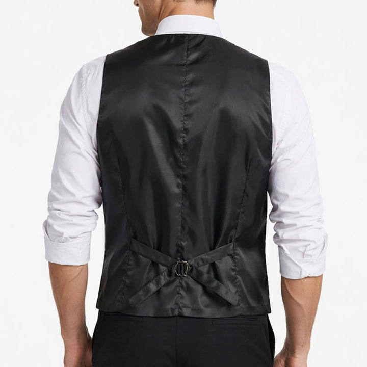 Costume deux pièces pour homme, gilet et nœud papillon gris anthracite à motifs cachemire. - image 2