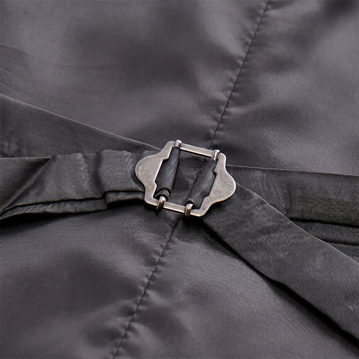 Costume deux pièces pour homme, gilet et nœud papillon gris anthracite à motifs cachemire. - image 8