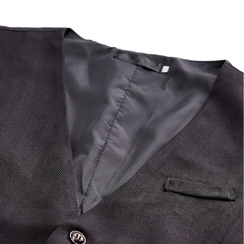 Costume deux pièces pour homme, gilet et nœud papillon gris anthracite à motifs cachemire. - image 5