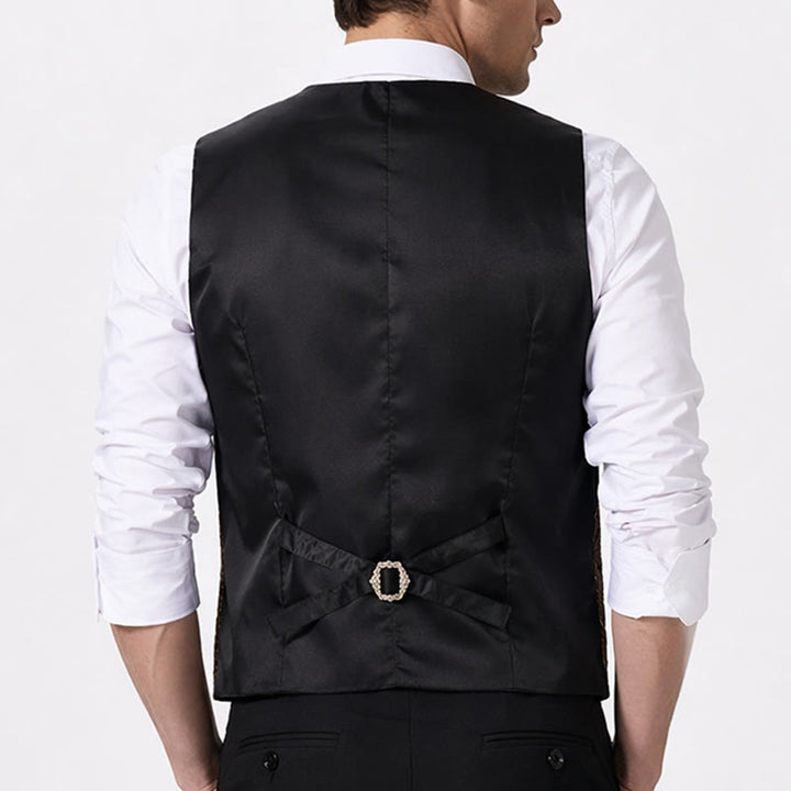 Gilet de costume pour homme, style urbain bicolore, à effet superposé. - image 3