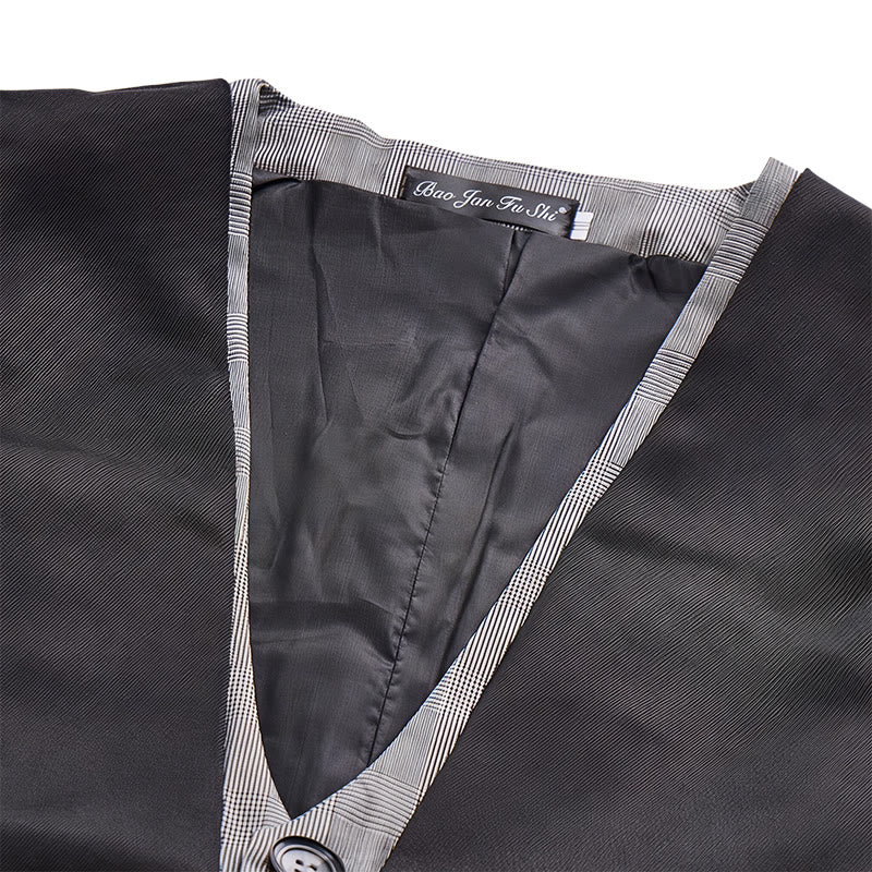 Gilet de costume pour homme, style urbain bicolore, à effet superposé. - image 5