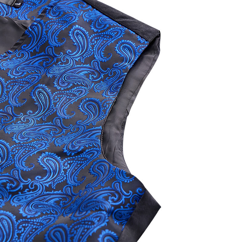 Gilet de costume pour homme en jacquard à motif cachemire floral avec nœud papillon - image 10