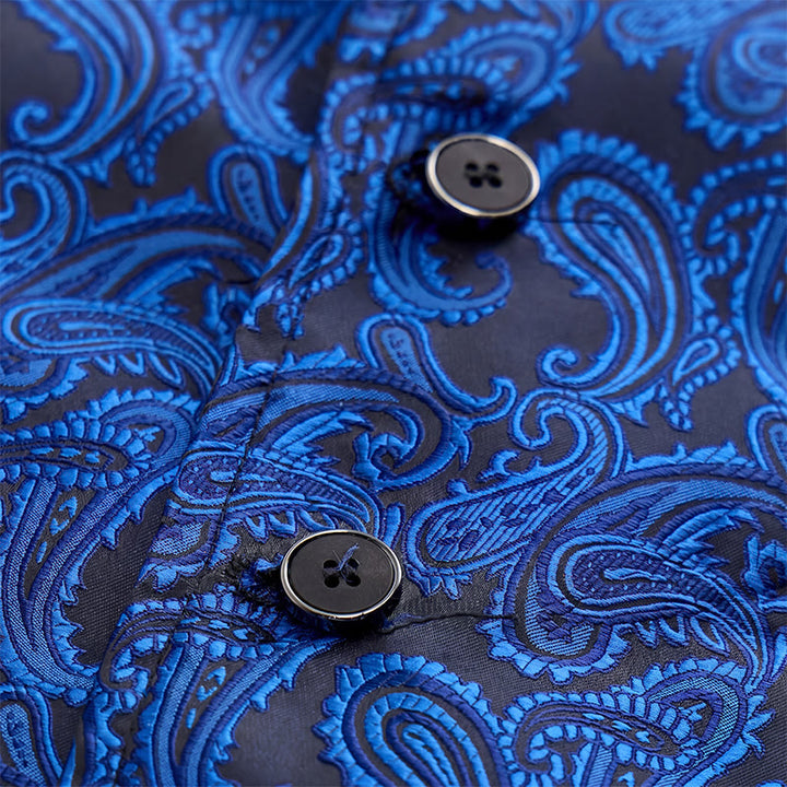 Gilet de costume pour homme en jacquard à motif cachemire floral avec nœud papillon - image 11