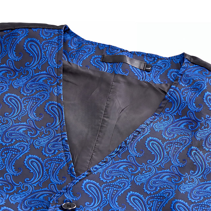 Gilet de costume pour homme en jacquard à motif cachemire floral avec nœud papillon - image 9