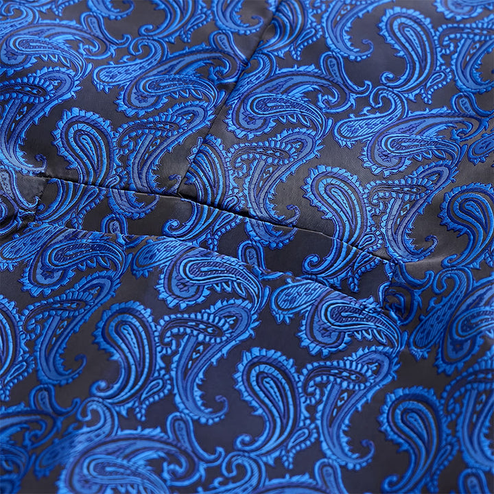 Gilet de costume pour homme en jacquard à motif cachemire floral avec nœud papillon - image 12