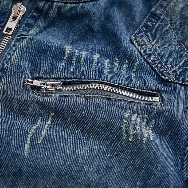 Gilet en jean délavé style motard à fermeture éclair pour homme, style Urban Rebel - image 5