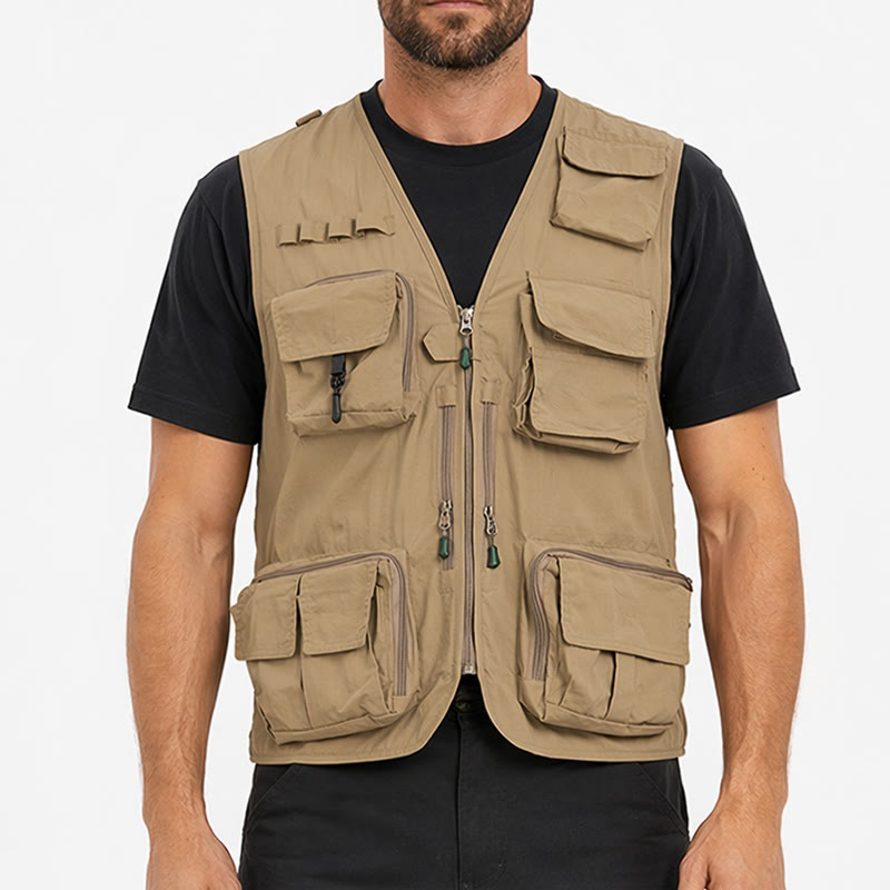Gilet de pêche utilitaire léger à poches multiples et doublure en maille - image 1
