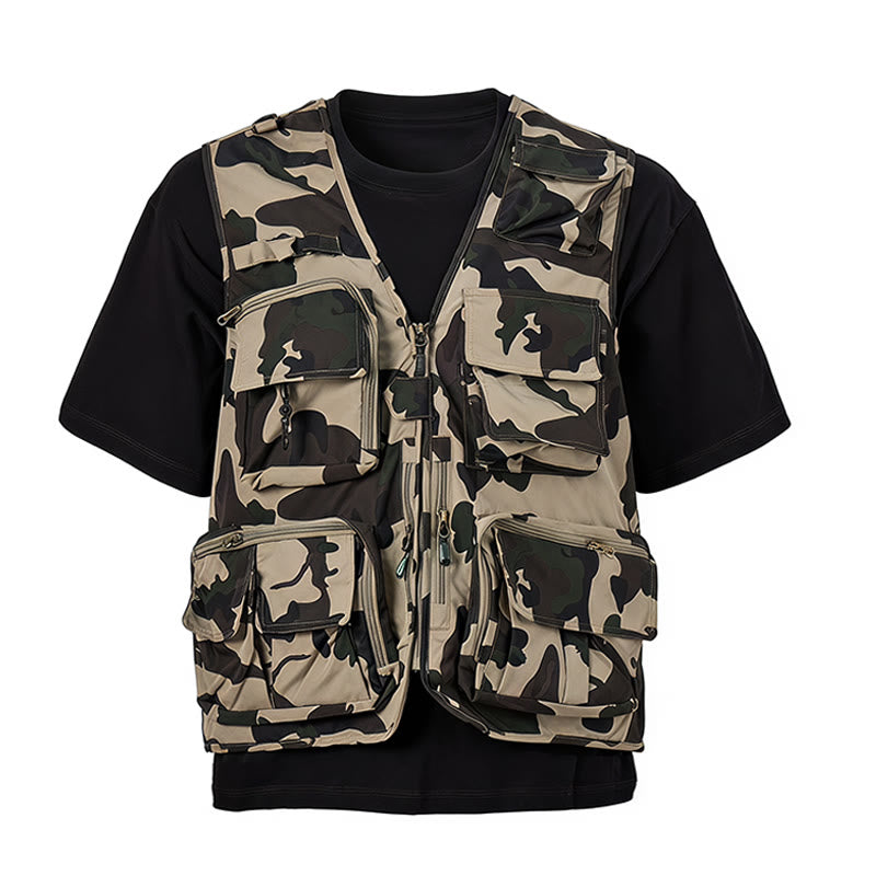 Gilet utilitaire léger à doublure en maille, multipoches, camouflage pour la chasse - image 9
