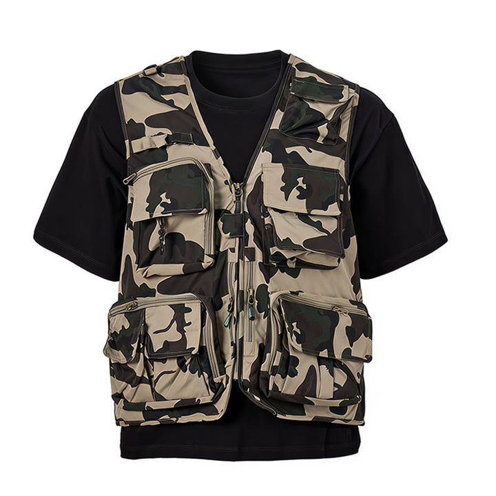 Gilet utilitaire léger à doublure en maille, multipoches, camouflage pour la chasse - image 9