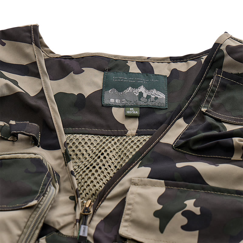 Gilet utilitaire léger à doublure en maille, multipoches, camouflage pour la chasse - image 4