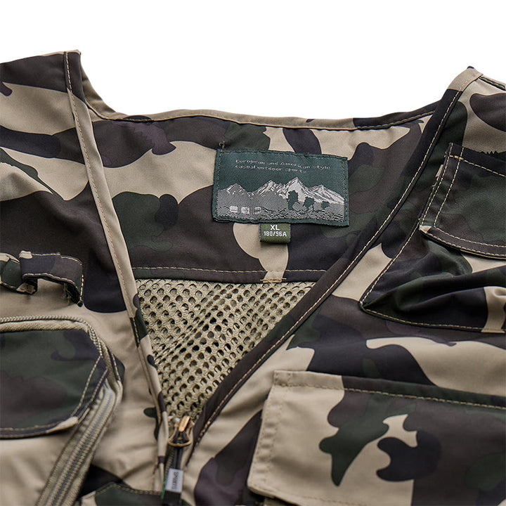 Gilet utilitaire léger à doublure en maille, multipoches, camouflage pour la chasse - image 4