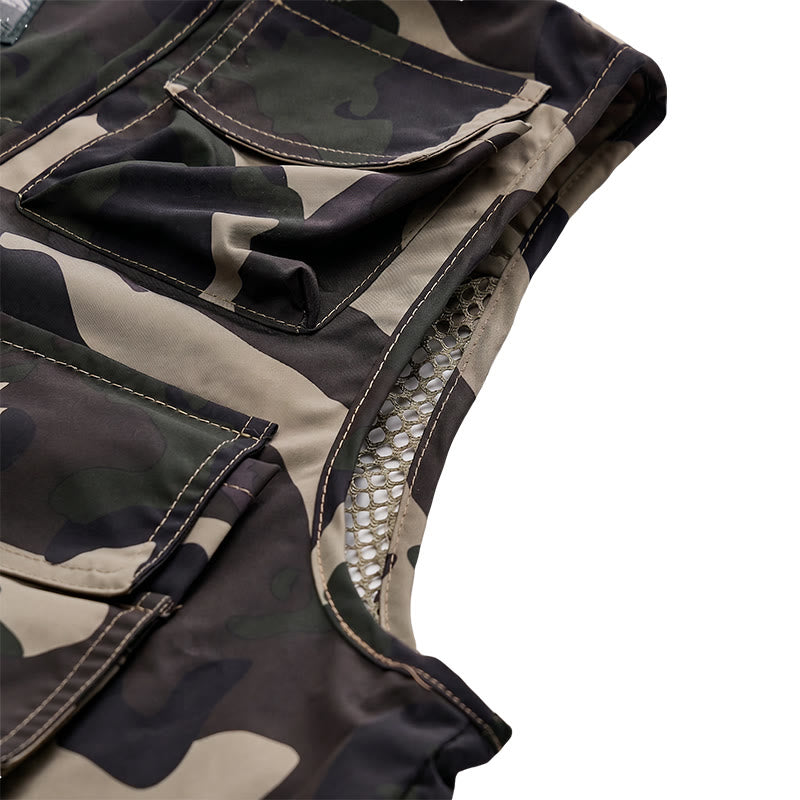 Gilet utilitaire léger à doublure en maille, multipoches, camouflage pour la chasse - image 8