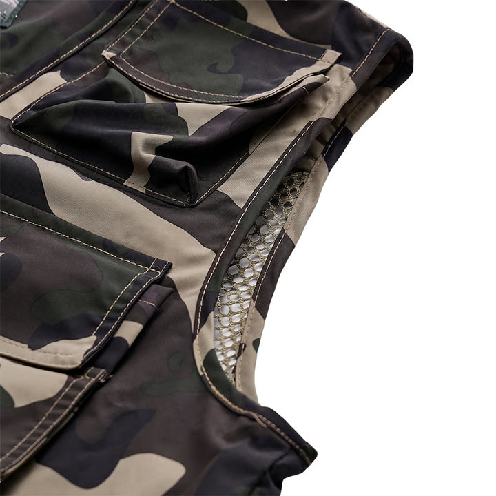 Gilet utilitaire léger à doublure en maille, multipoches, camouflage pour la chasse - image 8