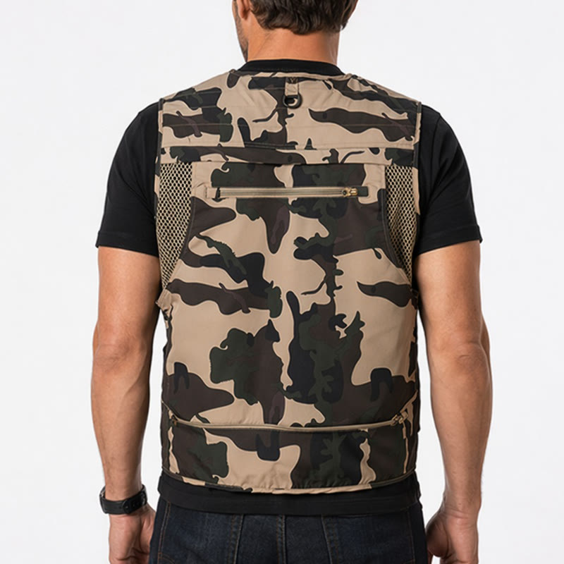 Gilet utilitaire léger à doublure en maille, multipoches, camouflage pour la chasse - image 2