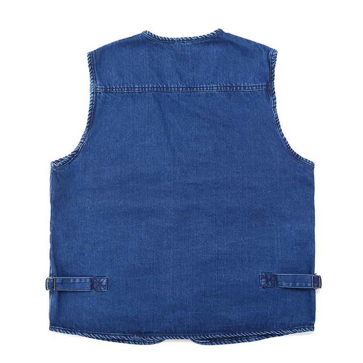 Gilet en jean sans manches vintage à fermeture éclair multiple style technique - image 7