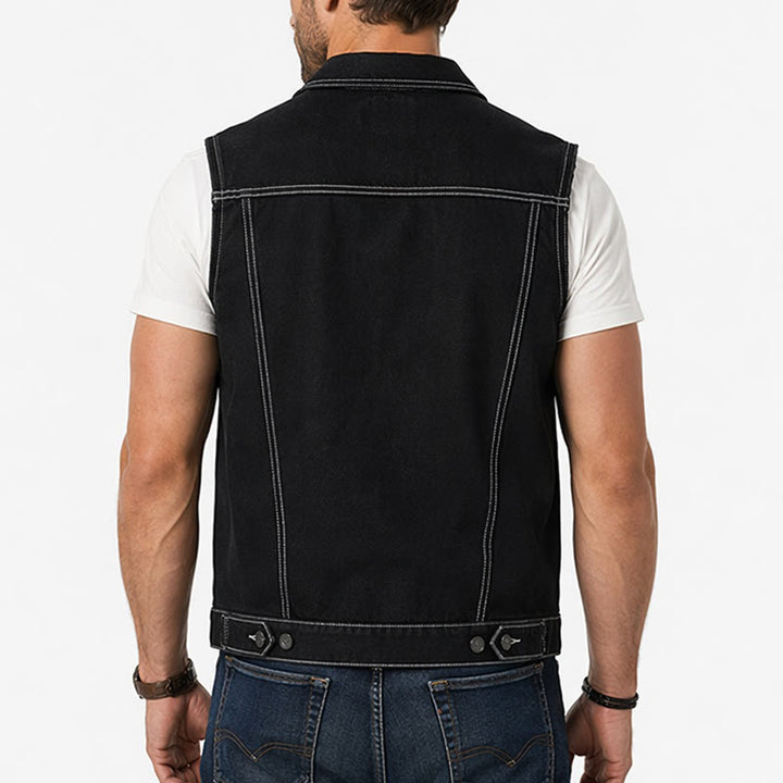 Gilet en denim noir patchwork Highway Rebel - image 2