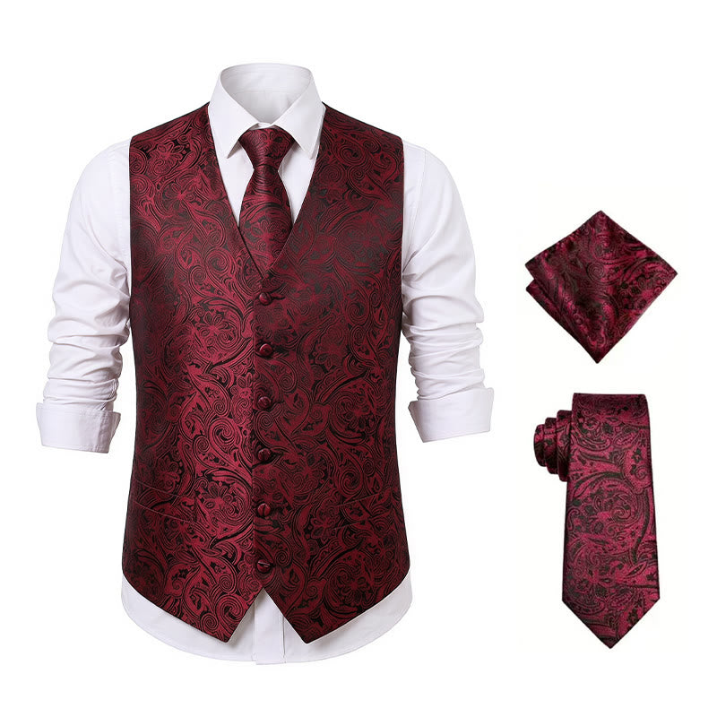 Gilet de costume formel pour homme, style vintage, en jacquard à motif cachemire. - image 20