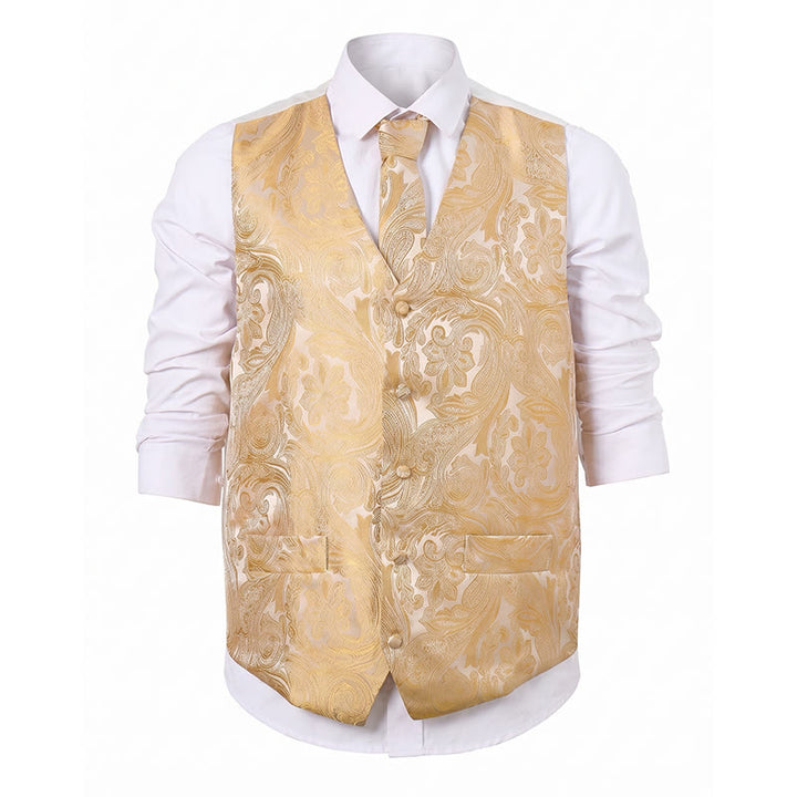 Gilet de costume formel pour homme, style vintage, en jacquard à motif cachemire. - image 15