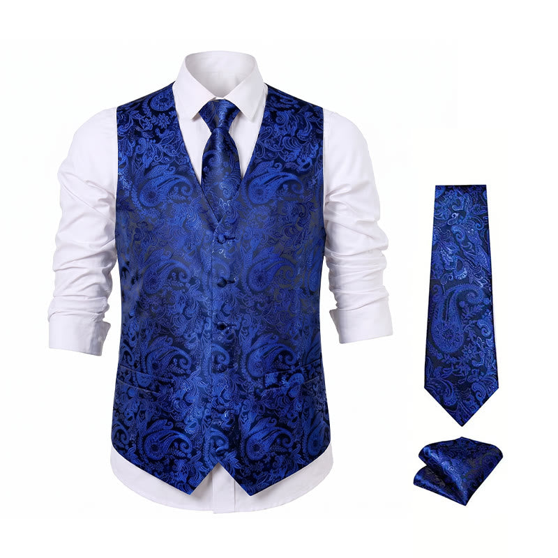 Gilet de costume formel pour homme, style vintage, en jacquard à motif cachemire. - image 18