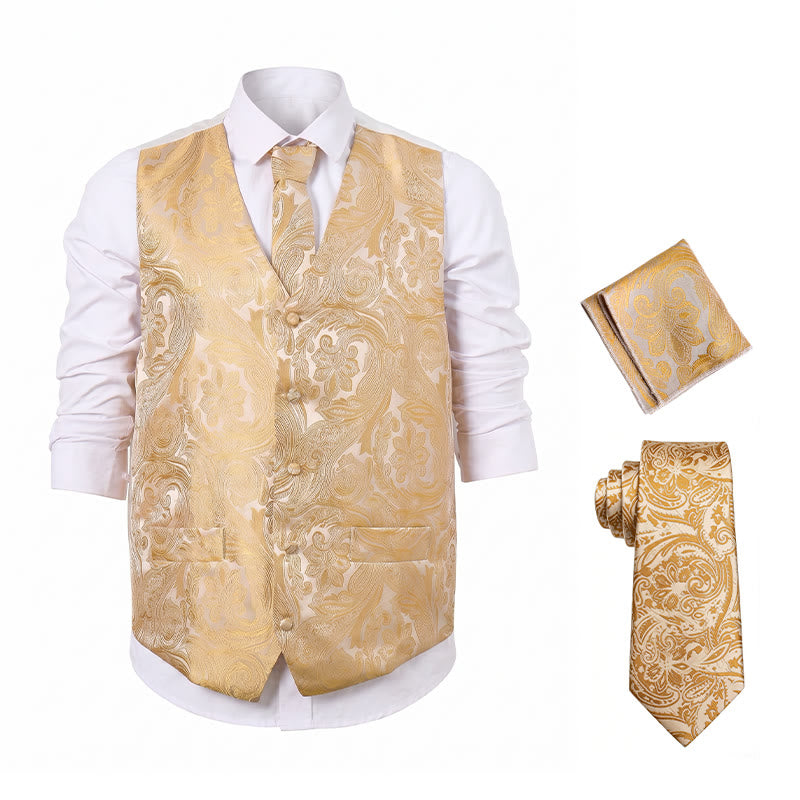 Gilet de costume formel pour homme, style vintage, en jacquard à motif cachemire. - image 17