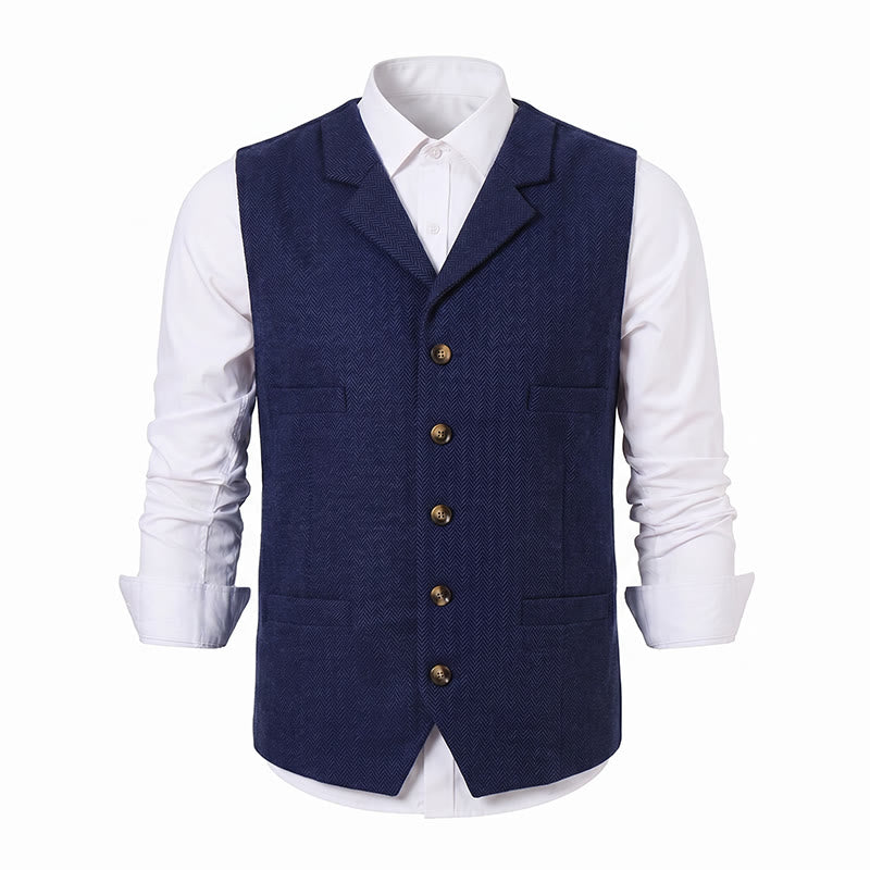 Gilet de costume pour homme en tissu à chevrons avec chaîne décorative - image 25