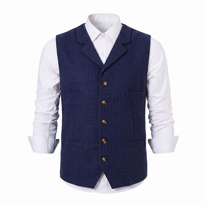 Gilet de costume pour homme en tissu à chevrons avec chaîne décorative - image 25