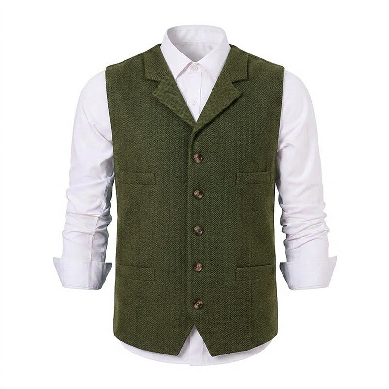 Gilet de costume pour homme en tissu à chevrons avec chaîne décorative - image 28