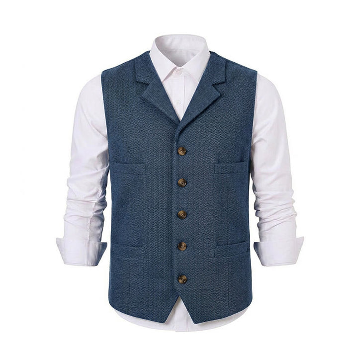 Gilet de costume pour homme en tissu à chevrons avec chaîne décorative - image 23