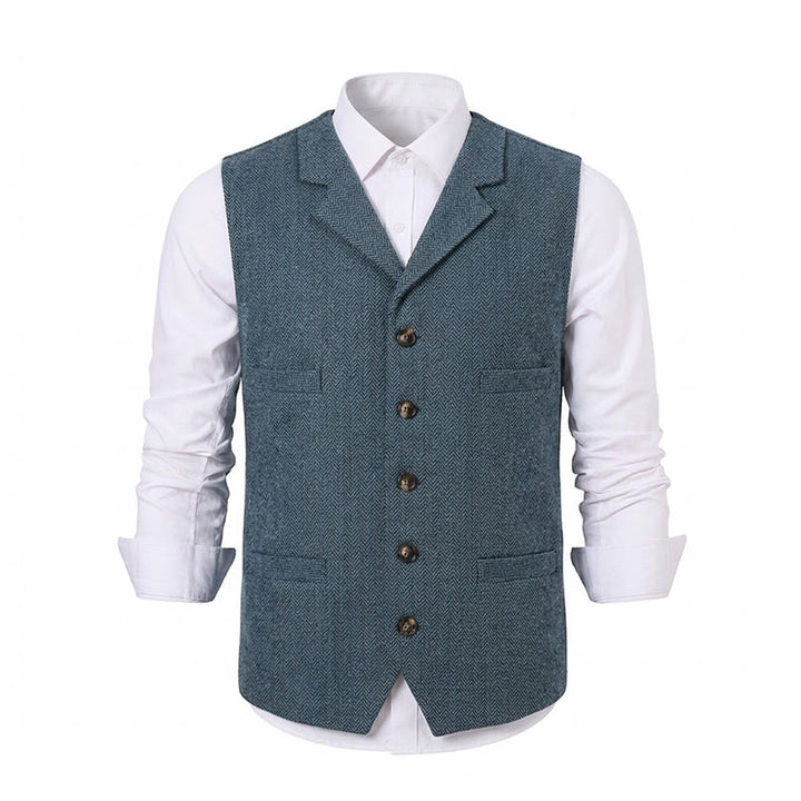 Gilet de costume pour homme en tissu à chevrons avec chaîne décorative - image 30