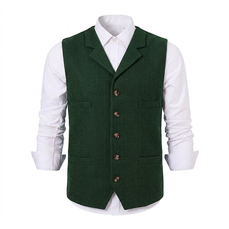 Gilet de costume pour homme en tissu à chevrons avec chaîne décorative - image 29