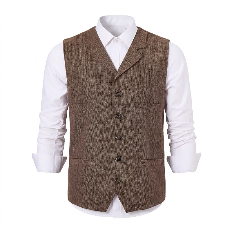 Gilet de costume pour homme en tissu à chevrons avec chaîne décorative - image 21