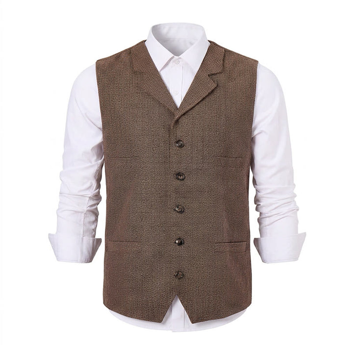 Gilet de costume pour homme en tissu à chevrons avec chaîne décorative - image 21