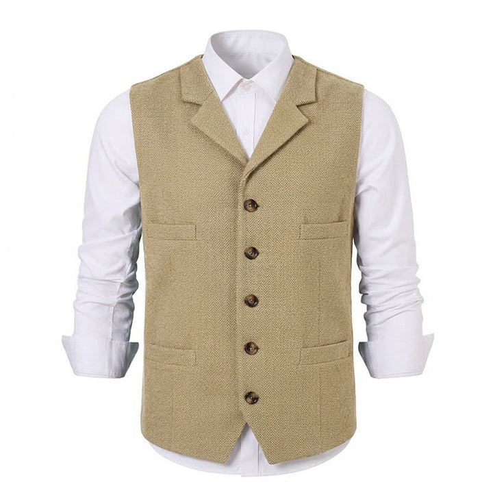 Gilet de costume pour homme en tissu à chevrons avec chaîne décorative - image 31