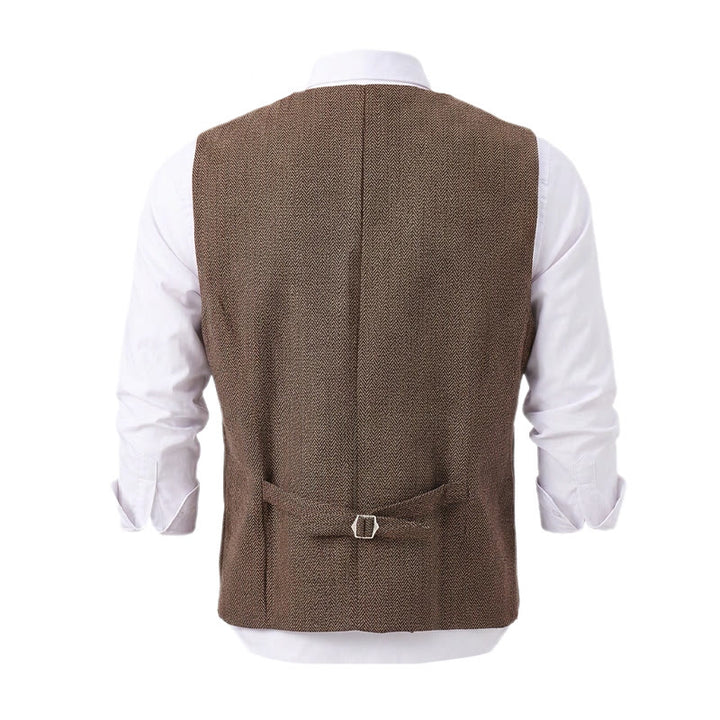 Gilet de costume pour homme en tissu à chevrons avec chaîne décorative - image 22