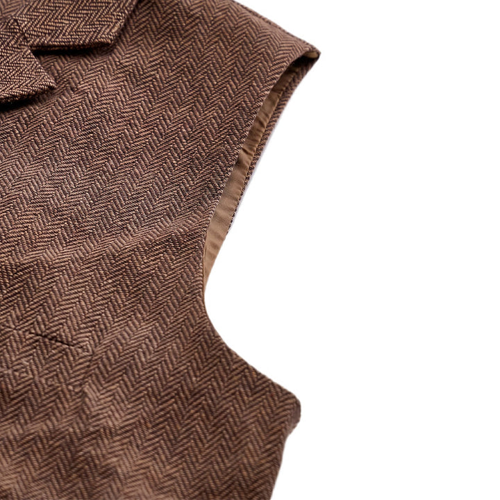 Gilet de costume pour homme en tissu à chevrons avec chaîne décorative - image 18