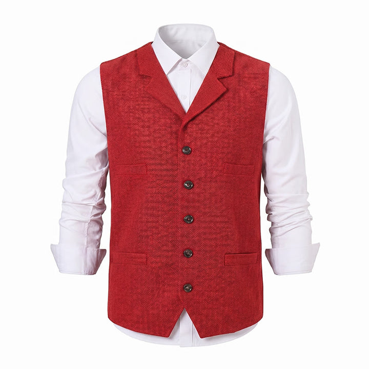 Gilet de costume pour homme en tissu à chevrons avec chaîne décorative - image 26